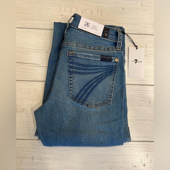 7 For All Mankind Dojo Original Jeans Trouser NWT Size 26 7FAMK Blue Stitching - Picture 11 of 11